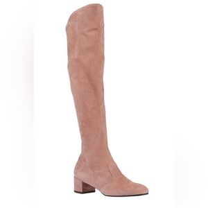 L’Autre Chose Blush Suede Knee High Boots Block Heel Side Zip 37.5